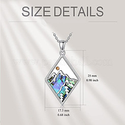 304 Edelstahl Pavé natürliche Paua-Muschel & Senfkörner Raute mit Mountain Faith Anhänger Halsketten&nbsp;FS-WG4919D-01
