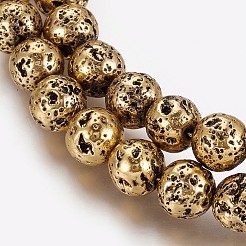 Brins de perles de pierre de lave naturelle galvanisées&nbsp;G-P400-05AB