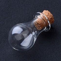 Botellas de vidrio, con tapón de corcho, deseando botella, lágrima, Claro, 28x14mm, cuello de botella: 8 mm de diámetro, capacidad: 2 ml