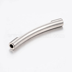 304 Stainless Steel Tube Beads, Curved Tube Noodle Beads, Curved Tube, Stainless Steel Color, 40x5mm, Hole: 3mm