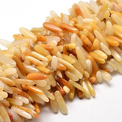 Natural Topaz Jade Nuggets Beads Strands, 8~30x5~12mm, Hole: 1mm, about 15.3 inch~15.7 inch