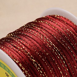 Круглый полиэстер металлический корд, темно-красный, 2 мм, 100meter / рулон