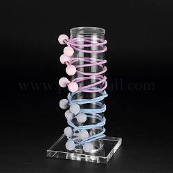 Présentoirs d'anneaux de cheveux en acrylique transparent, porte-chouchous, à base carrée, style détachable, clair, 9x9x20 cm