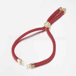 Nylon Twisted Cord Bracelet Making, Slider Bracelet Making, with Brass Findings, Tree of Life, Red, Golden, 8-5/8 inch(220mm), 3mm, Hole: 2mm