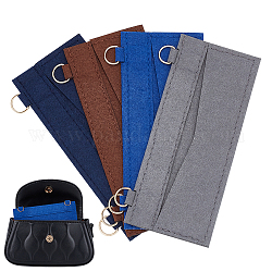 Wadorn 4 pièces 4 couleurs inserts d'organisateur de sac en feutre de laine, avec anneaux en D en alliage, pour les accessoires de sac d'enveloppe, rectangle, couleur mixte, 9x17x0.2 cm, Trou: 9x14mm, 1 pc / couleur