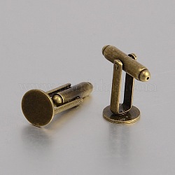 Messing Manschettenknöpfe, versuchen Spiel mit Legierung cabochon Fassungen und hängt von einer Kette, Nickelfrei, Antik Bronze, 25x10 mm, Fach: 10 mm
