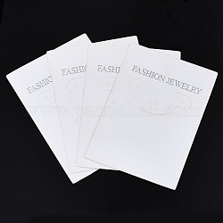 Cartoncini espositivi per orecchini in cartone, rettangolo con gioielli di moda di parola, bianco, 8.4x6x0.04cm