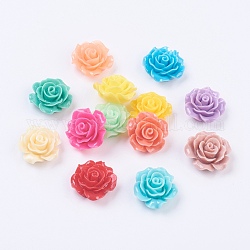Mixed Color Flower Resin Cabochons, 18~20x9mm
