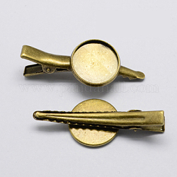 Haarspange Zubehör aus Eisen, einzigartigen Vintage-Schmuck Zubehör für die Haar-Accessoires, Flachrund, Antik Bronze, Fach: 14 mm, 44x16 mm