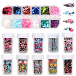 Nail Art Decoration Accessories Kits, including Butterfly Plastic Sequins, Transfer Foil Nail Art Sticker, Mixed Color