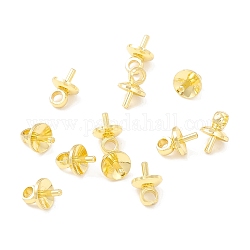 Messing Tasse Perle Heringe Kautionen Pin Anhänger, für die Hälfte gebohrt Perlen, echtes 18k vergoldet, 5x7 mm, Bohrung: 1.8 mm, Stift: 1 mm.