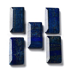 Pendentifs en lapis lazuli naturel, breloques rectangle à facettes, 25x13x4~4.5mm, Trou: 1mm