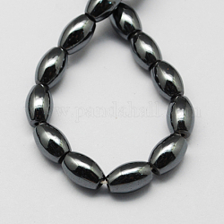 Non-magnetic Synthetic Hematite Beads Strands, Grade A, Oval, Black, 6x4x4mm, Hole: 1mm, about 68pcs/strand, 15.5 inch
