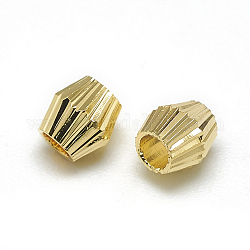 Messing Well Perlen, Doppelkegel, echtes 18k vergoldet, 4x4 mm, Bohrung: 1 mm