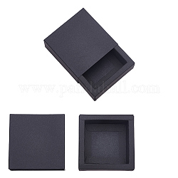Kraft Paper Drawer Box, Folding Box, Drawer Box, Rectangle, Black, 8.3x8.3x3.2cm, 20pcs/set