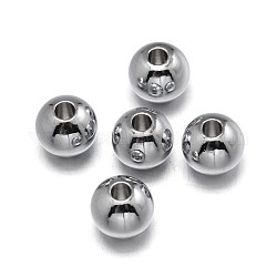Messing Perlen, Bleifrei und Nickel frei und Cadmiumfrei, solide Runde, Echt platiniert, 8 mm, Bohrung: 1.6 mm