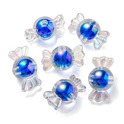 UV-Beschichtung regenbogenschillernde Acrylperlen, zweifarbige Perle in Perle, Süßigkeiten, Blau, 15.5x29x15 mm, Bohrung: 3 mm