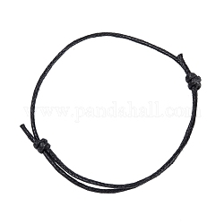 Изготовление браслетов из вощеного шнура, чёрные, регулируемым диаметром: 50~75 мм, 2 мм