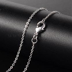 Brass Necklaces, Cable Chain, with Lobster Clasp, Platinum, 17.72 inch, 1.5mm
