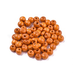 Perle di legno naturale tinte, tondo,  piombo libero, arancione scuro, 8x7mm, Foro: 3 mm, circa 6000pcs/1000g