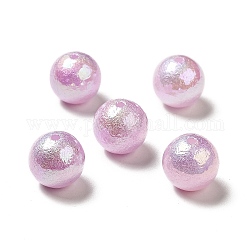 Placage uv perles acryliques irisées arc-en-ciel opaques, rond texturé, Prune, 15~16x15mm, Trou: 2mm
