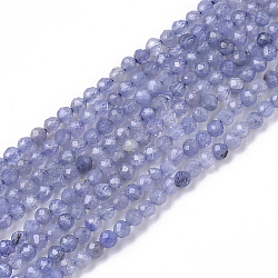Perles tanzanite naturel brins, facette, ronde, Grade a, 2mm, Trou: 0.4mm, Environ 182~183 pcs/chapelet, 15.55 pouce (39.5 cm)