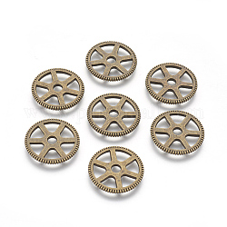 Steampunk Tibetan Style Links connectors, Cadmium Free & Nickel Free & Lead Free, Cog Gear, Antique Bronze, 20x2mm, Hole: 4mm