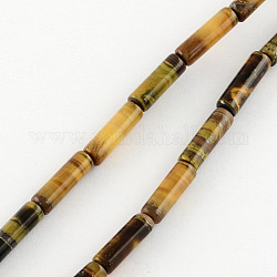 Natural Tiger Eye Stone Beads Strands, Tube, Goldenrod, 13x4~5mm, Hole: 1mm, about 27~30pcs/strand, 15.3 inch