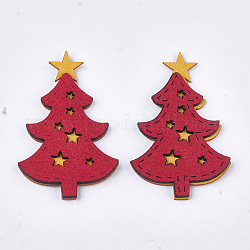 Weihnachtsimitat Wildleder Patches, Kostümverzierungszubehör, für Magic Tape Haarspangen machen, Weihnachtsbäume mit Stern, rot, 59x37x3 mm