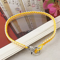 Braided Nylon Bracelet Making, Nice for DIY Jewelry Making, with Alloy Lobster Claw Clasps, Gold, 195x5mm