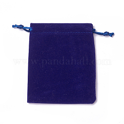 Sacchetti di imballaggio in velluto, borse coulisse, blu scuro, 12~12.6x10~10.2cm
