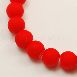Rubber Glass Bead Strands, Round, Red, 6mm, Hole: 1mm, about 140pcs/strand