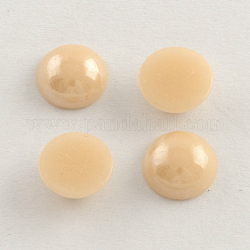 Pearlized Plated Opaque Glass Cabochons, Half Round/Dome, Seashell Color, 5.5x3mm