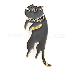 Alfileres de esmalte con forma de gato, broche de aleación de oro claro para ropa de mochila, negro, 57x23x2mm