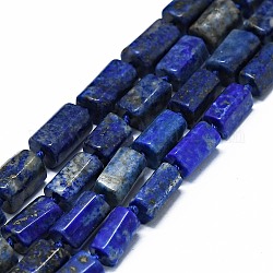 Abalorios de lapislázuli naturales hebras, teñido, cuboides, 11~13x6~8x6~8mm, agujero: 0.7 mm, aproximamente 28~31 pcs / cadena, 15.94''~16.93'' (40.5~43 cm)