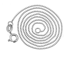 925 шкатулка из стерлингового серебра цепочки ожерелья, с застежками пружинного кольца, тонкий стиль, серебряные, 40 см