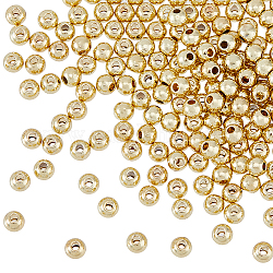 Passe-temps 200pcs perles en alliage, ronde, or clair, 4x3.5mm, Trou: 1.4mm