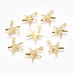 Montature di strass pendenti in lega di stelle marine / stelle marine,  piombo e cadmio libero, oro, circa 22 mm di lunghezza, 19.5 mm di larghezza, 2 mm di spessore, Foro: 2 mm