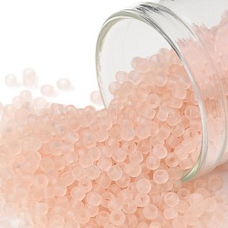 Toho perles de rocaille rondes, Perles de rocaille japonais, (11f) rosaline givrée transparente, 11/0, 2.2mm, Trou: 0.8mm, à propos 1110pcs / bouteille, 10 g / bouteille