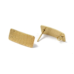 Ion Plating(IP) 304 Stainless Steel Stud Earrings, Rectangle, with Vertical Loop, Golden, 20x8.5mm, Hole: 2.5mm, Pin: 0.7mm