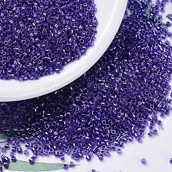 MIYUKI Delica Beads, Cylinder, Japanese Seed Beads, 11/0, (DB0284) Sparkling Purple Lined Aqua Luster, 1.3x1.6mm, Hole: 0.8mm, about 2000pcs/10g