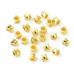Abalorios de latón, cuadrado, real 18k chapado en oro, 3x4x4mm, agujero: 1.8 mm