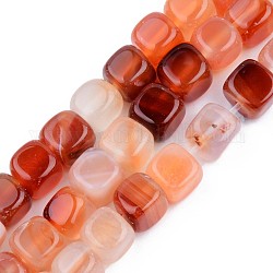 Chapelets de perles en cornaline naturelle, teinte, carrée, saumon clair, 7x7x7mm, Trou: 1mm, Environ 30 pcs/chapelet, 14.17 pouce (36 cm)