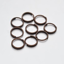 Brass Split Rings, Double Loops Jump Rings, Red Copper, 7x0.6mm, about 6.4mm inner diameter, about 190pcs/20g