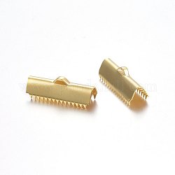 304 Crimpenden aus Edelstahlband, Rechteck, golden, 9x25 mm, Bohrung: 4.5x1.5 mm, Innendurchmesser: 24x7 mm