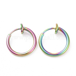 304 röhrenförmiger Ohrclip aus Edelstahl für Damen, Regenbogen-Farb, 13x4 mm, Stift: 0.7 mm