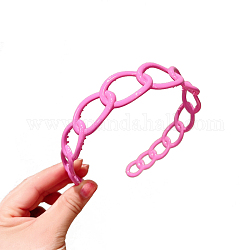 Cintas para el pelo con forma de cadenas de plástico, accesorios para el cabello ancho para mujer, color de rosa caliente, 120mm