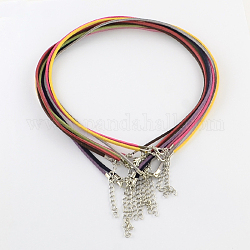 2mm Faux Suede Cord Necklace Making with Iron Chains & Lobster Claw Clasps, Mixed Color, 44x0.2cm