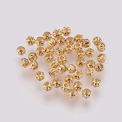 Perles séparateurs en laiton, sans nickel, véritable 18k plaqué or, lanterne, 3x2.5mm, Trou: 1mm