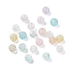 Transparent Crackle Glass Beads, Round, Mixed Color, 8x7.5mm, Hole: 1.6mm, about 1515pcs/1000g